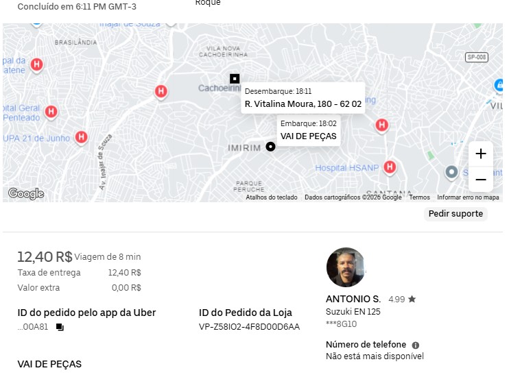 Tela de entregas do sistema